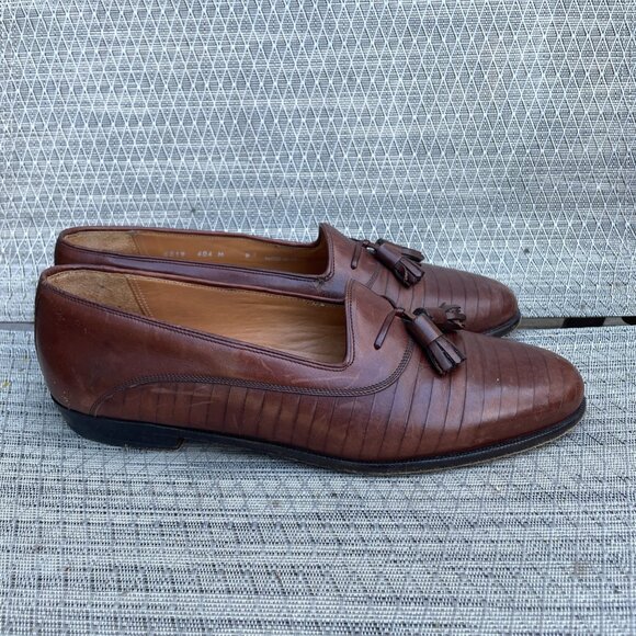 Mezlan Brown Leather Tassel Loafers Men's Size 9 Slip On Shoes Handmade in Spain - Picture 6 of 10